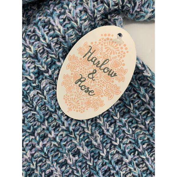 Harlow & Rose Sweater Womens Medium Blue V Neck Chunky Knit Pullover School Girl - Picture 4 of 8